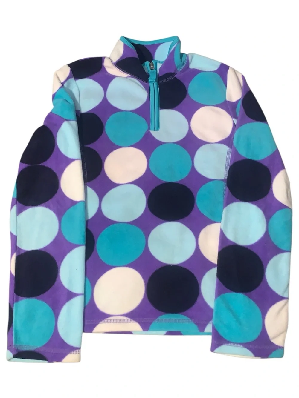 Old Navy Girls 14 Colorful Polka Dot Quarter-Zip Fleece Sweatshirt